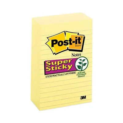 Post-it Super Sticky Haftnotizen – Kanariengelbe Notizblöcke, 101 x 152 mm, liniert, 90 Blatt/Block – 5 Blöcke/Packung