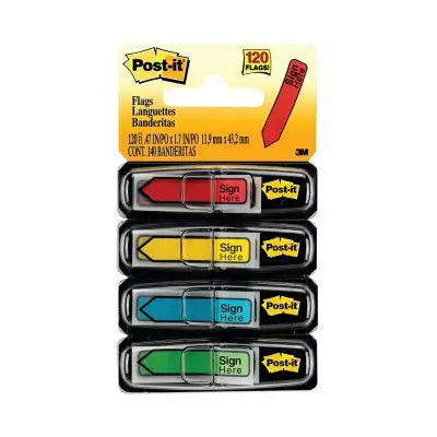 Post-it Haftstreifen - Pfeilförmige 1/2" Haftmarker - "Hier Unterschreiben" - 4 Farben mit Spendern - 120/Pack