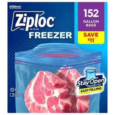 Ziploc Stay Open Design Gallon Freezer Bags, 152 ct.
