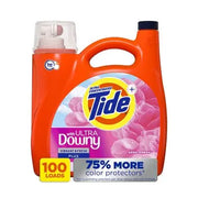 Tide with Ultra Downy Liquid Laundry Detergent, April Fresh Scent, 100 Loads, 128 fl oz