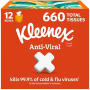 Kleenex Anti-Viral 3-Ply Facial Tissues 12 cube boxes, 55 tissues/box