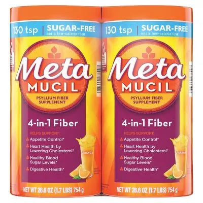 Metamucil Psyllium 4in1 Fiber Sugar-Free Powder, Orange, 26.6 oz., 2 pk.