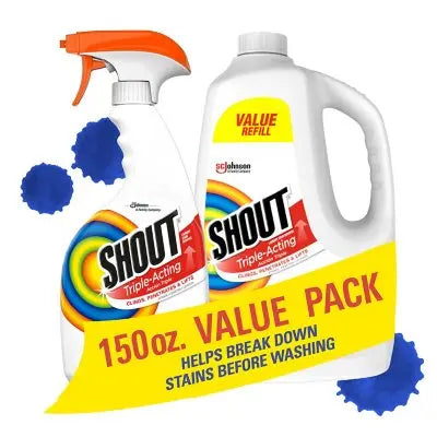Shout Triple-Acting Laundry Stain Remover 128 fl. oz. refill + 22 fl. oz. trigger