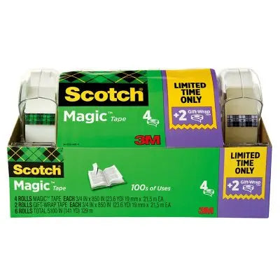 Scotch Magic Tape, Â¾" x 850", 6 Pack