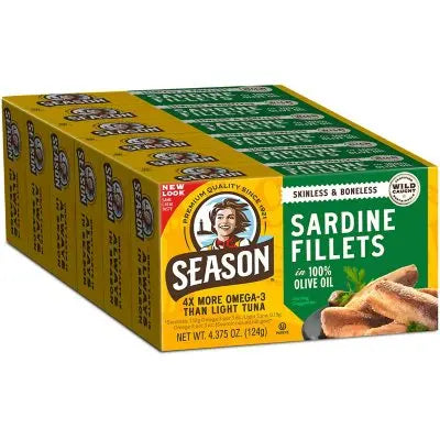 Season Brand Skinless, Boneless Sardines in Olive Oil, 4.375 oz., 6 pk.