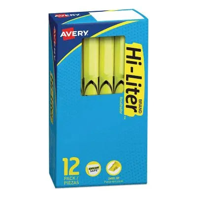 Avery HI-LITER Textmarker, Keilspitze, Leuchtgelb, Dutzend