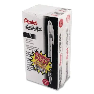 Pentel - R.S.V.P. Kugelschreiber, schwarze Tinte, Medium - 24 Stück pro Packung