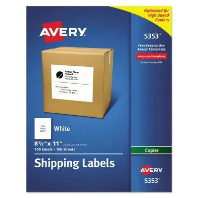 ملصقات بريدية للناسخة من Avery، ناسخات، 8.5 × 11، أبيض، 100/صندوق