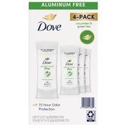 Dove 0% Aluminum Deodorant, Cucumber and Green Tea., 2.6 oz., 4 pk.