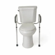 Medline Toilet Safety Rail with Adjustable Height, Toilet Assist and Grab Bar, Silver and Gray