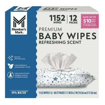 Member's Mark Premium Baby Wipes, Refreshing Clean Scent, 12 pk., 1152 Wipes