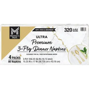Member's Mark Ultra Premium 3-Ply White Dinner Napkins, 4 pks., 80 napkins/pk.