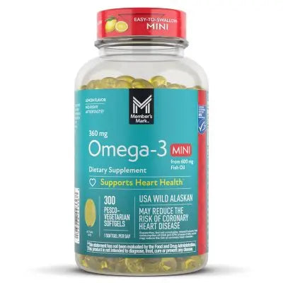 Member's Mark 360mg Omega-3 from Fish Oil MINI Softgels, 300 ct.