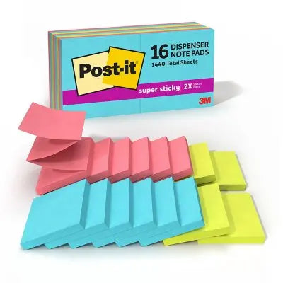 Post-it Super Sticky Pop-up Haftnotizen, 76 mm x 76 mm, Supernova Neons Kollektion, 16er-Pack, insgesamt 1.440 Blatt