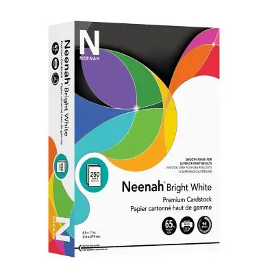 Neenah Bright White Premium Cardstock, 8.5" x 11", 65 lb/176 gsm, White, 96 Brightness, 250 Sheets