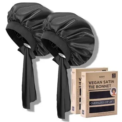 NIGHT Vegane Satin-Schlafhaube, Übergröße, 2er-Pack.