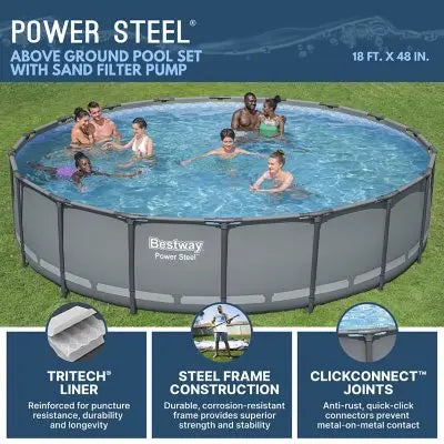 Bestway Power Steel 18' x 48 Round Above Ground Pool Set