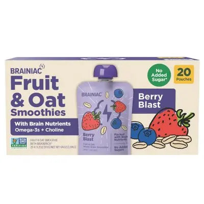 Brainiac Frucht- und Hafer-Smoothie-Beutel, 20er-Pack.