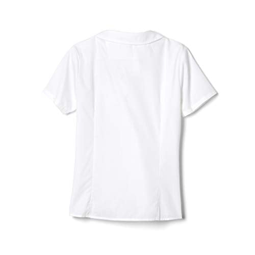 French Toast Girl's Short Sleeve Peter Pan Collar Blouse (Standard & Plus), White, 10