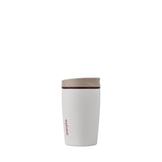 Owala SmoothSip Slider Insulated Stainless Steel Coffee Tumbler, Reusable Iced Coffee Cup, Hot Coffee Travel Mug, BPA Free 12 oz, Tan/White (Vanilla Bean)