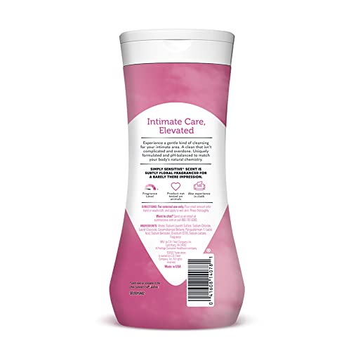 Summer's Eve Simply Sensitive Daily Gentle All Over Feminine Body Wash, Removes Odor, Feminine Wash pH Balanced, 15 fl oz, 3 Pack