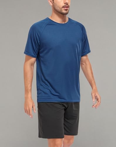 Kinglaman Mesh Workout Shirts for Men Dry Fit Gym Shirts Quick Dry Athletic Short Sleeve Sports T-Shirt Moisture Wicking 1 Black 1 Gray 1 White 1 Blue 1 Green Large