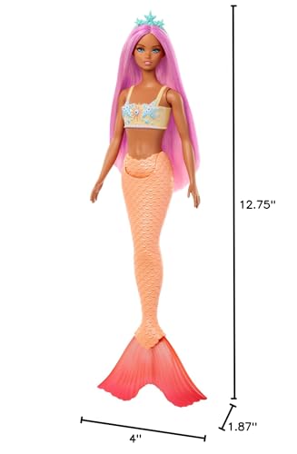 Barbie Mermaid Doll with Pink Fantasy Hair & Headband Accessory, Toy with Starfish-Inspired Bodice & Soft Orange Tail