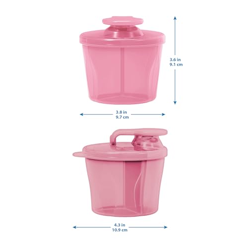 Dr. Brown's Baby Formula Dispenser with Snap-On Lid for On-the-Go Feedings,Milk Powder Dispenser for Traveling with Infant,Pink