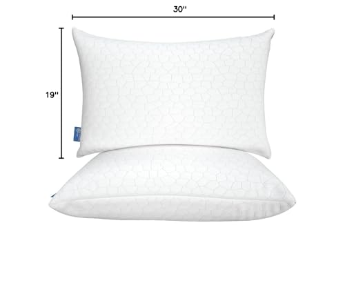 QUTOOL Cooling Pillows for Sleeping 2 Pack, Shredded Memory Foam Bed Pillows Queen Size Set of 2, Cool Gel Pillow for Hot Sleepers Adjustable Firm Pillow for Side, Back and Stomach Sleepers Supportive