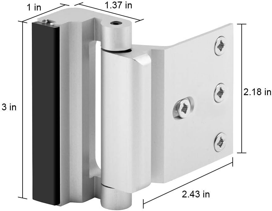 EverPlus Home Security Door Lock with 8 Screws, Childproof Door Reinforcement Lock with 3 Inch Stop Withstand 800 lbs for Inward Swinging Door,Upgrade Night Lock to Defend Your Home (Silver)