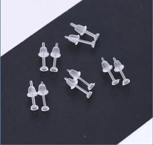 Plastic Earrings,Clear Earrings Clear Post Earring Posts and Backs Silicone Stud 100 Pairs Back Blank Pins Stud…