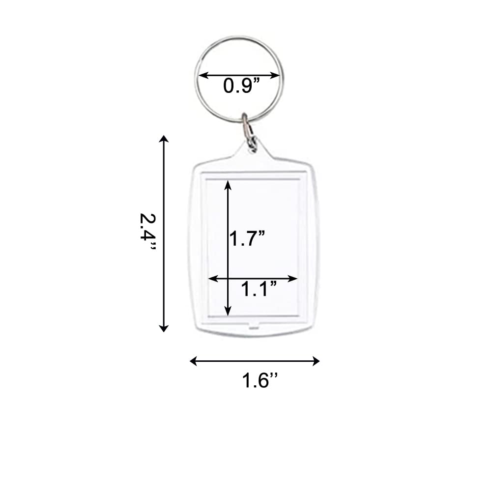 Medsuo 6pcs Double Sided Blank Picture Keychain Personalised Photo Key Fob Holder with Split Ring for Insert 1.7 x 1.1 Photo