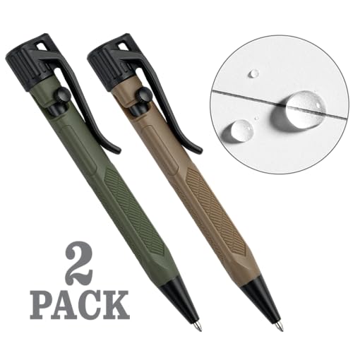 Rite in the Rain Weatherproof Olive Drab and Flat Dark Earth Mini Bolt-Action Pens - Black Ink, 2 Pack (No. TAC20)