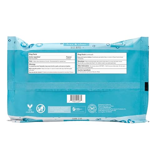 The Honest Company Fragrance Free Sanitizing Alcohol Wipes | Antibacterial + Safe for Hands | Kills 99% of Germs, Made With Aloe | 150 Count (3 Packs of 50)