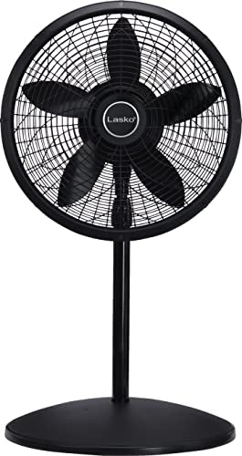 Lasko Pedestal Fan, Oscillating Fan for Bedroom with Adjustable Height and 3 Cooling Speeds, Portable, 18", Black, 1827