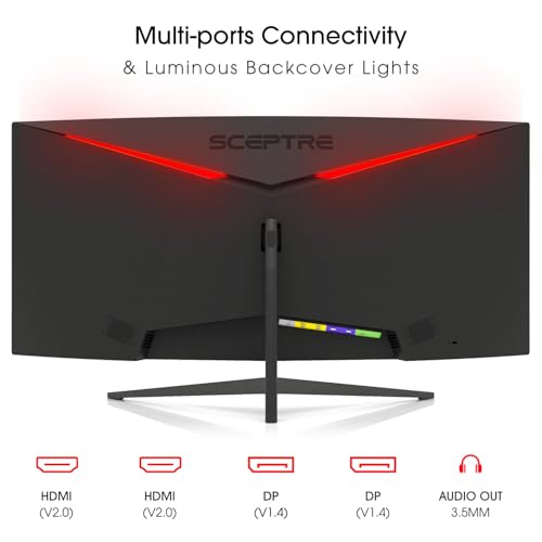 Sceptre New Curved 30-inch Gaming Monitor 200+Hz Build-in Speakers 2560 x 1080p HDMI x2 DP x2 Machine Black 2025