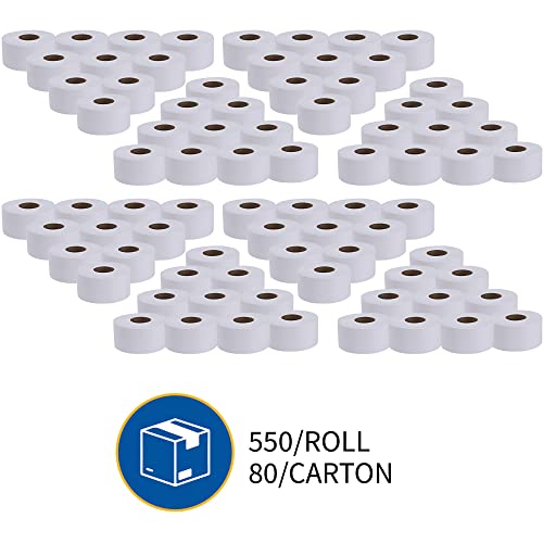 Genuine Joe Jumbo Roll Bath Tissue - 2-Ply White Toilet Paper, 3.3" x 650' per Roll, 12 Count Bulk Pack, Recycled Fiber, Commercial Grade for Dispensers