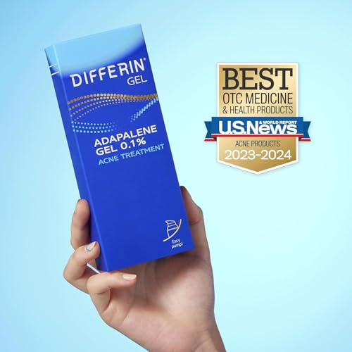 Differin Acne Treatment Gel, 90 Day Supply, Retinoid Treatment for Face with 0.1% Adapalene, Gentle Skin Care for Acne Prone Sensitive Skin, 45g Pump (Packaging May Vary)