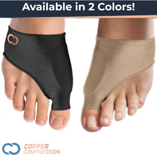 Copper Compression Bunion Corrector Relief Sleeve - Gel Cushion Pads - Copper Infused - Orthopedic Brace Big Toe Alignment - Hallux Valgus Relief - Straightener Spacer Fit for Women & Men - 1 Pair