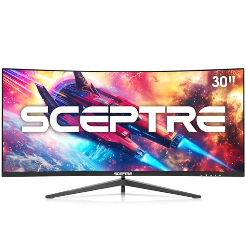 Sceptre New Curved 30-inch Gaming Monitor 200+Hz Build-in Speakers 2560 x 1080p HDMI x2 DP x2 Machine Black 2025