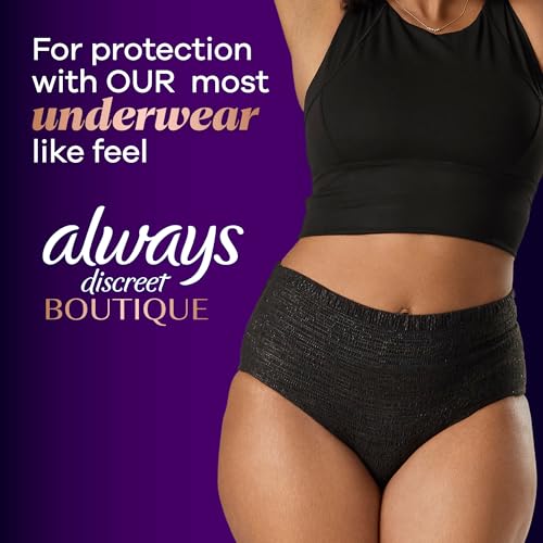 Always Discreet Adult Incontinence Underwear for Women and Postpartum Underwear, Large, Up to 100% Bladder Leak Protection, 28 Count