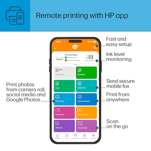 HP Envy 6155e Wireless All-in-One Color Inkjet Printer, Print, scan, Copy, Duplex Printing Best-for-Home, 3 month Instant Ink trial included (714L5A)