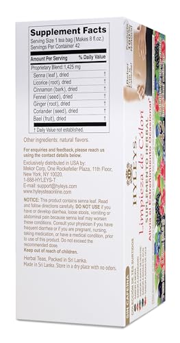 Hyleys Colon Cleanse Tea Assorted Flavors - 42 Tea Bags (1 Pack)