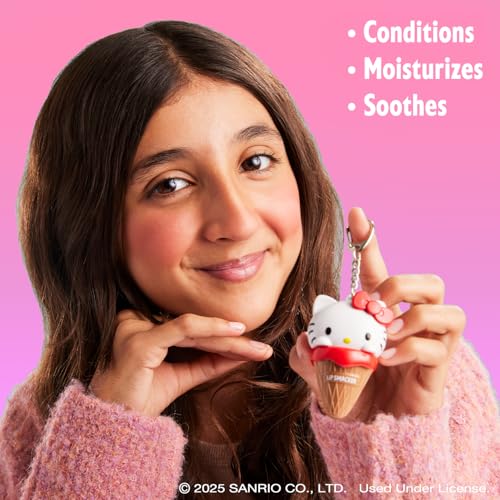 Lip Smacker Hello Kitty Lip Balm, Ice Cream Flavored Moisturizing, Smoothing Soft Shine, Hydrating & Protecting Fun Tasty Flavors, Cruelty-Free - Ice Cream(Packaging may vary)