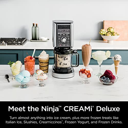 Ninja Creami Deluxe Pints 2 Pack, Compatible with NC500 Series Creami Deluxe Ice Cream Makers, Genuine Ninja Pint, BPA-Free & Dishwasher Safe, Color Lids, 1 Pint Each, Clear/Coral/Yellow, XSKPNTLD2​