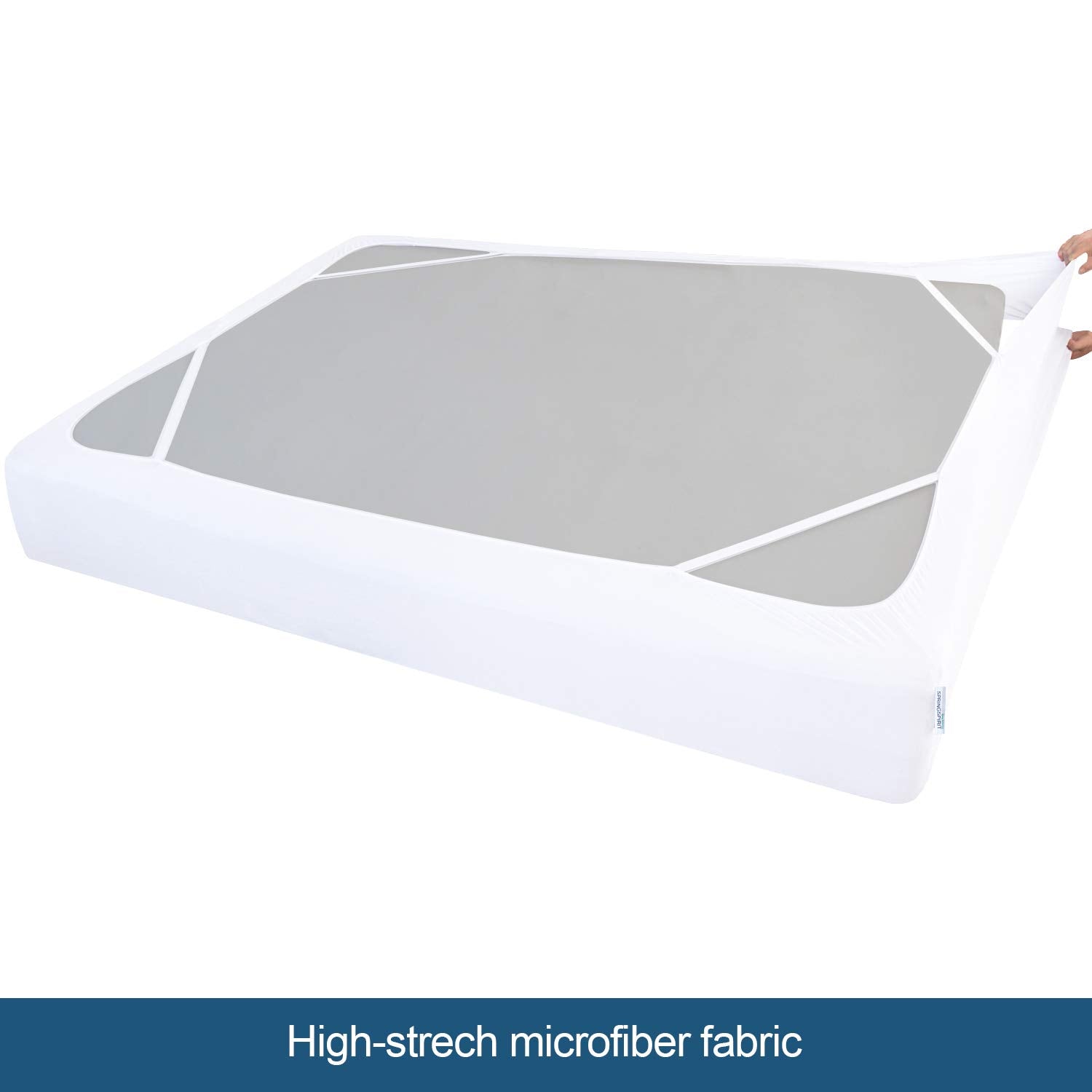 Box Spring Cover Queen Size with Smooth and Elastic Woven Material, Only Covers Sides, Alternates for Bed Skirt, Wrinkle & Fading Resistant, Washable, Dustproof, White