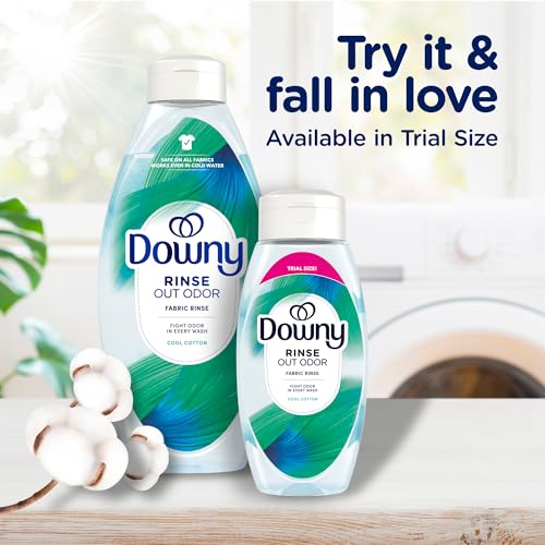 Downy Rinse & Refresh Laundry Odor Remover And Fabric Softener, Cool Cotton, 48 Fl Oz, HE Compatible Laundry Sanitizer, Safe On All Fabrics, Downy Fabric Softener, Liquid Fabric Softener