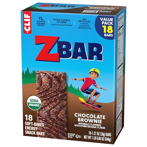 CLIF Kid Zbar - Chocolate Brownie - Soft Baked Whole Grain Snack Bars - USDA Organic - Non-GMO - Plant-Based - 1.27 oz. (18 Pack)