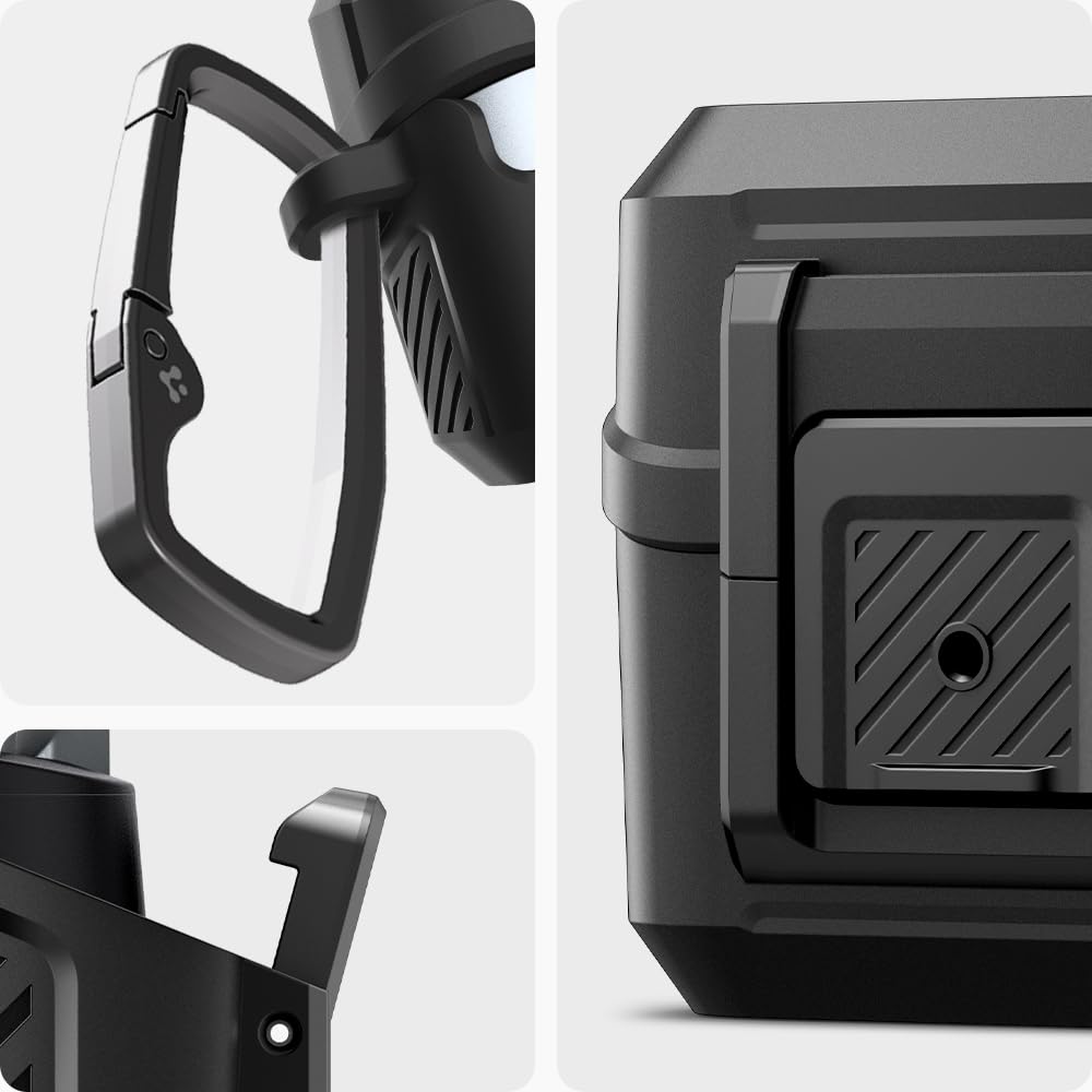 Spigen Lock Fit Designed for Samsung Galaxy Buds3 FE (2025) / Buds3 Pro (2024) / Buds 3 Case (2024) Cover with Secure Locking Protection - Matte Black