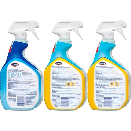 CLOROX Disinfecting All-Purpose Cleaner 32 Oz and Disinfecting Bathroom Cleaner, Household Essentials, 30 Oz, Pack of 3